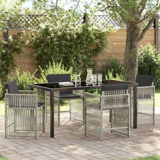 vidaXL Conjunto De Comedor De Jard&iacute;n 5 Pcs Gris Claro Polirat&aacute;n Vidaxl