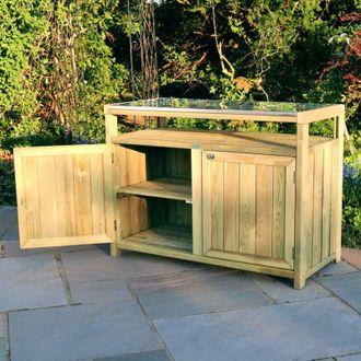 Zest Zest - Terraza Outdoor Kitchen Garden Double Unit Cupboard Side Table Storage Wood