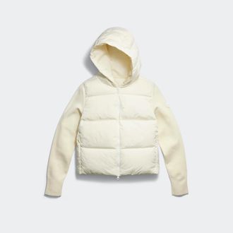 Canada Goose HyBridge Wide Quilt Knit Hoodie Tonal Disc (Women, Cottongrass, XL)