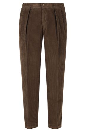 BRIGLIA 1949 Brown Velvet Straight-Leg Pants