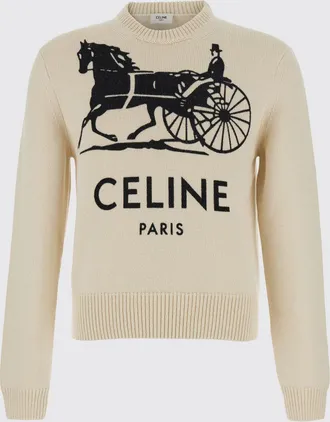 Celine Maglia in cashmere con logo jacquard