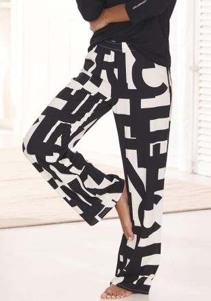 French Connection Pyjamahose FRENCH CONNECTION, Damen, Gr. 32, N-Gr, schwarz-weiss (schwarz, wei&szlig;, gemustert), Web, Obermaterial: 100% Viskose, gemustert, loose fit lan