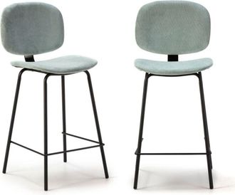 Calicosy Calicosy - Set di 2 sgabelli in velluto a coste con gambe in metallo nero H65 cm - arus