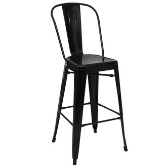 Hhg Nunca Usado] Taburete De Bar Hhg 866, Taburete De Bar Taburete De Mostrador Con Respaldo, Metal Dise&ntilde;o Industrial, Negro