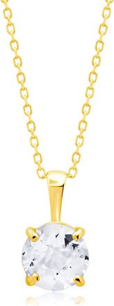 MAX + STONE 14k Yellow or White Gold 6mm Gemstone Round Pendant Necklace with 18 Inch Chain