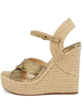 Jimmy Choo London foil crisscross espadrille sandals - Gold