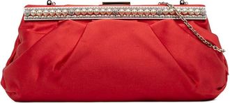 Valentino Pre-owned Valentino Satin Pearl Embellished Frame Clutch on Chain ZQ83UJ0914WR2NFY