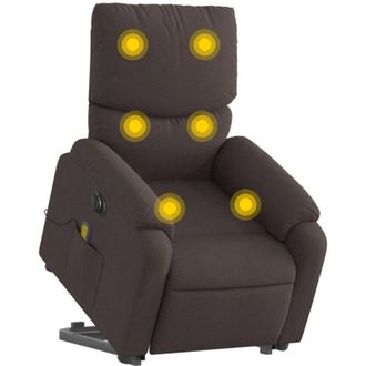 vidaXL Vidaxl - Sill&oacute;n Masaje El&eacute;ctrico Reclinable Elevable Tela Marr&oacute;n Oscuro