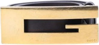 Gucci Pre-owned Vintage G Buckle Belt - Dames - Vintage Accessoires - Zwart - ONE Size - Leer - Vintage