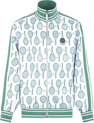 Philipp Plein Tracksuit Jacket All-Over Tennis - Heren - Vesten met rits - Wit - S - Hoodies & sweatvesten
