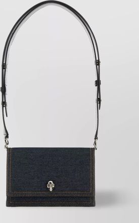 Alexander McQueen compact denim biker skull bag