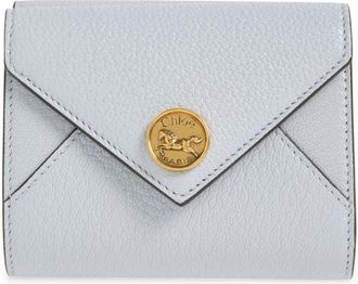 Chlo&eacute; Leather Envelope Trifold Wallet in Greyish Blue at Nordstrom