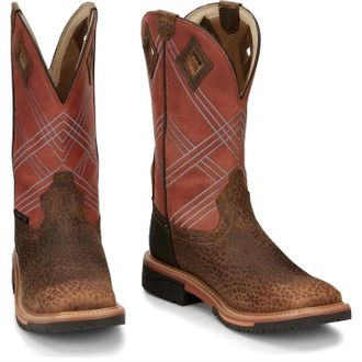 Justin Mens 12 Waterproof Leather Work Boot In Pecan