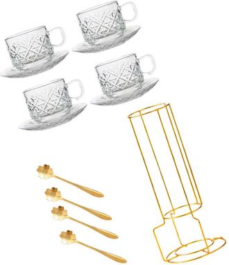 OEM Juego De Caf&eacute; De Vidrio Flexible Con Platos Y Soporte - C