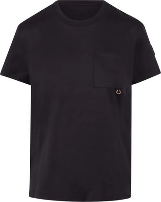 Moncler Katoenen T-shirt met Klepzak - Dames - T-shirts - Zwart - L - Katoen - Tops