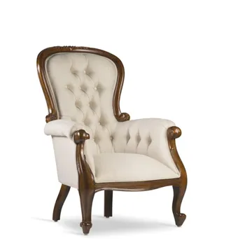 Moycor Sill&oacute;n de madera de caoba marr&oacute;n y poli&eacute;ster blanco