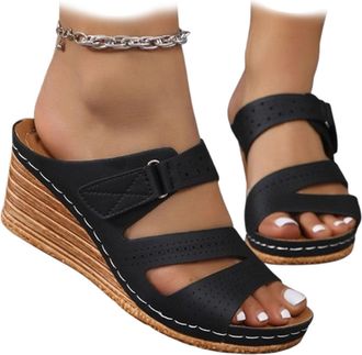 Generic Wedge Sandals for Women 2026 Dressy Platform Summer Sandals Slip-On Comfort Mid Heel Espadrilles Open Toe Casual Fashion Shoes Flat Heel Dressy Wedges