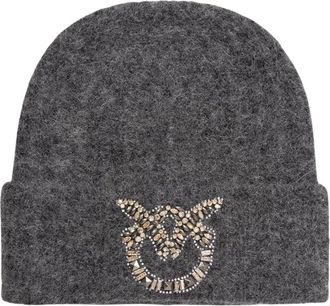 Pinko Gorro de lana con logo Love Birds joya - Accessories - Mujer - Gris - ONE SIZE