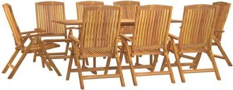 vidaXL Juego De Comedor Para Jard&iacute;n 9 Piezas Madera Maciza De Teca Vidaxl