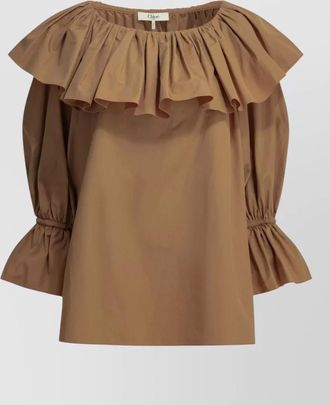 Chlo&eacute; top ruffles off shoulder voluminous sleeves