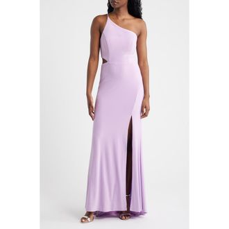 Jump Apparel One-Shoulder Side Cutout Gown in Lilac at Nordstrom, Size 11