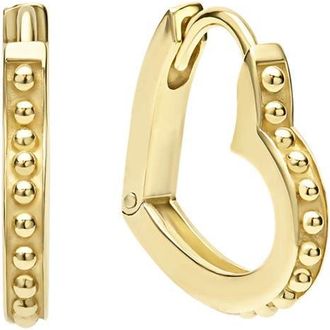 Lagos 18K Gold Caviar Heart Huggie Hoop Earrings at Nordstrom