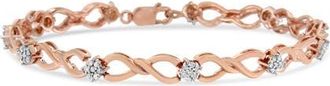 House of Brilliance 10K Rose Gold Plated Silver 1/2 Cttw Diamond Infinity Link Tennis Bracelet in Pink at Nordstrom