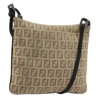 Fendi Pre-owned Cross Body Bags, female, Beige, Size: ONE SIZE Pre-owned Zucchino Canvas Shoulder Bag