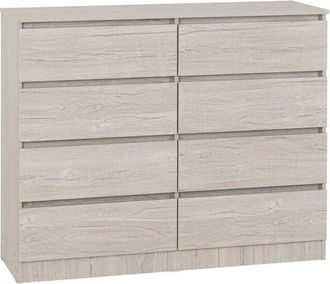 Seconique Seconique - Malvern 8 Drawer Chest - L40 x W121.5 x H100 cm - Urban Snow