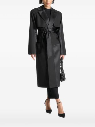 Mani&egrave;re De Voir Ilonat belted satin black tailored trench coat - women - Polyester - 10