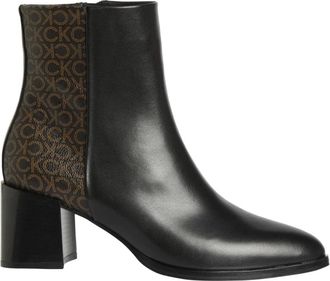 Calvin Klein Almond Heeled Boot 55 - Dames - Laarzen met Hak - Zwart - 36 EU - Leer - Schoenen