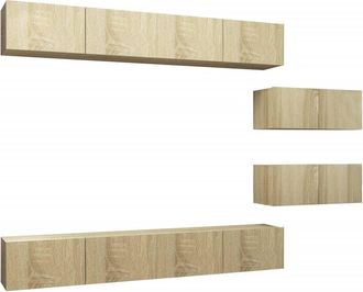 Berkfield Home 6 Piece TV Cabinet Set Sonoma Oak Engineered Wood in Light Tan