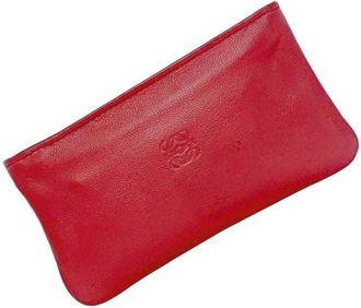 Loewe Red Color Leather Coin Purse/Coin Case (Pre-Owned)
