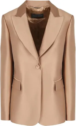 Alberta Ferretti Satijnen Blazer - Dames - Blazers - Beige - S - Satijn - Jassen