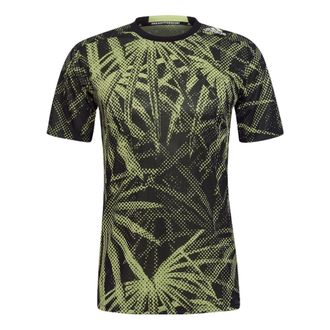 adidas Mens adidas Casual Breathable Printing Sports Gym Short Sleeve Green T-Shirt HC4207