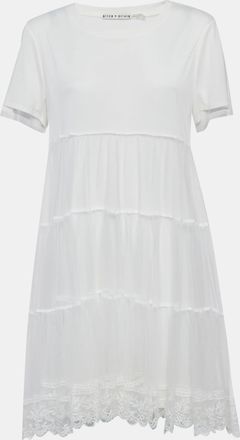 Alice & Olivia Alice + Olivia White Jersey & Lace Flared Mini Dress