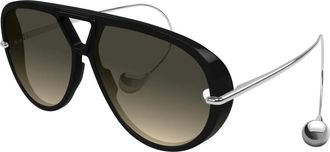Bottega Veneta Oversized Acetaat zonnebril met metalen detail - Dames - Zonnebrillen - Zwart - 63 MM - Accessoires