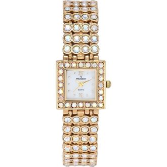 Peugeot Jeweled Swarovski Strands Bracelet Watch- 22MM in Gold at Nordstrom
