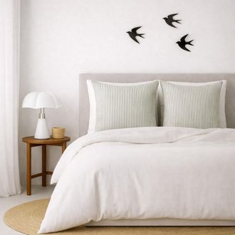 Febronie Juego de cama (65x65) algod&oacute;n lavado blanco / celad&oacute;n 260x240