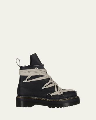 Rick Owens x Dr. Martens 1460 Quad Sole Mega Lace Leather Ankle Boots