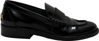 Chanel Pre-owned Womens Shiny Logo Loafers in Black Calfskin Leather - Size 37.5 EU/IT