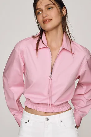 Maeve Cropped Collared Shirt Top