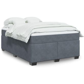 vidaXL Cama Box Spring Con Colch&oacute;n Terciopelo Gris Oscuro 140x190 Cm Vidaxl
