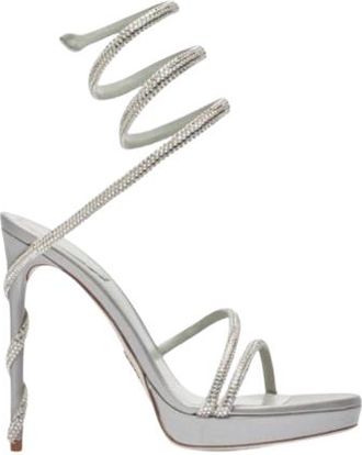 Rene Caovilla Ren&eacute; Caovilla Silver Margot 120 Crystal-embellished Sandals Size 39.5
