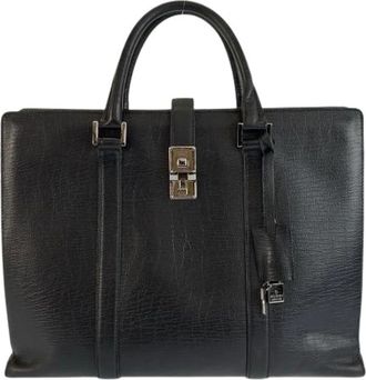 Gucci Pre-owned Handbags, male, Black, Size: ONE SIZE Pre-owned Leather Business Bag 114262