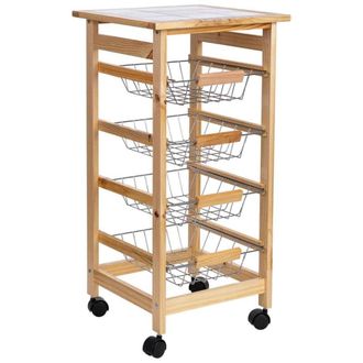 Wanderlust Deco Carro de cocina de madera37x37x76h cm