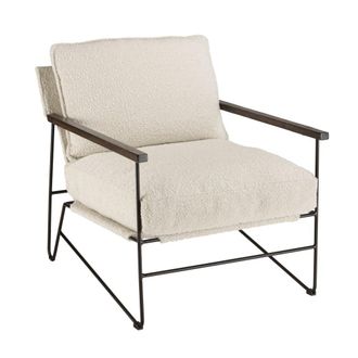 Macabane Sill&oacute;n de tela color crudo y estructura de metal con 1 coj&iacute;n