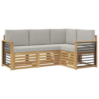 vidaXL Juegos De Sof&aacute;s 4 Pcs Blanco Y Gris Claro 187,5 X 128,5 X 73 Cm Vidaxl