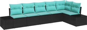 vidaXL Conjunto De Sof&aacute; De Jard&iacute;n 6 Uds. Negro Rat&aacute;n Sint&eacute;tico Vidaxl