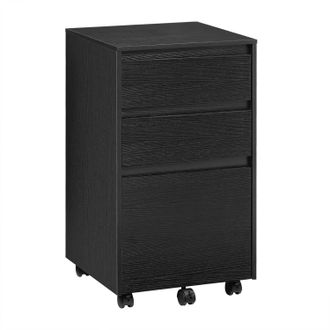 Woltu Escritorio De Estudio Con Cajones Para Oficina, Armario Con Ruedas Para Documentos Y Papeler&iacute;a, Con 3 Cajones, Color Negro - Woltu